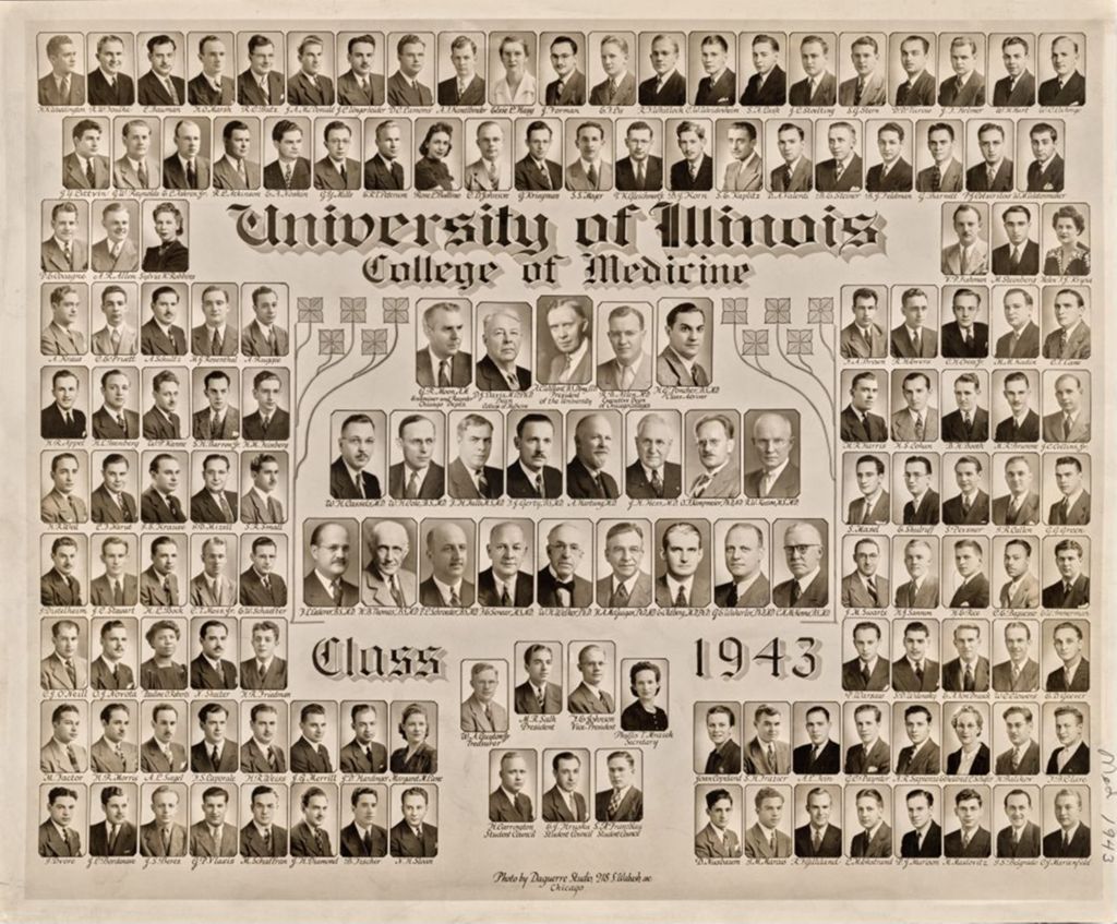 Miniature of 1943 graduating class, University of Illinois College of Medicine