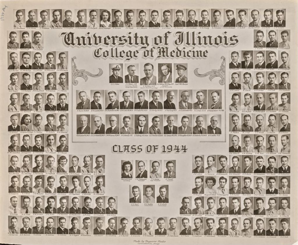 Miniature of 1944 graduating class, University of Illinois College of Medicine