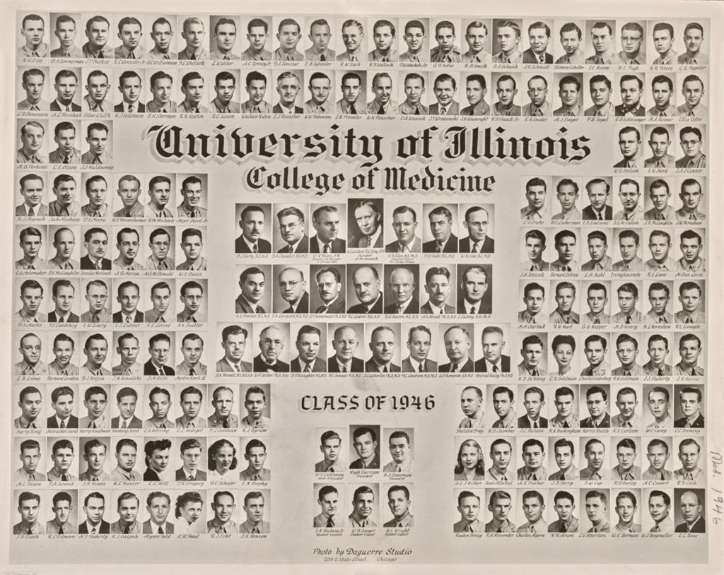 Miniature of 1946 graduating class, University of Illinois College of Medicine