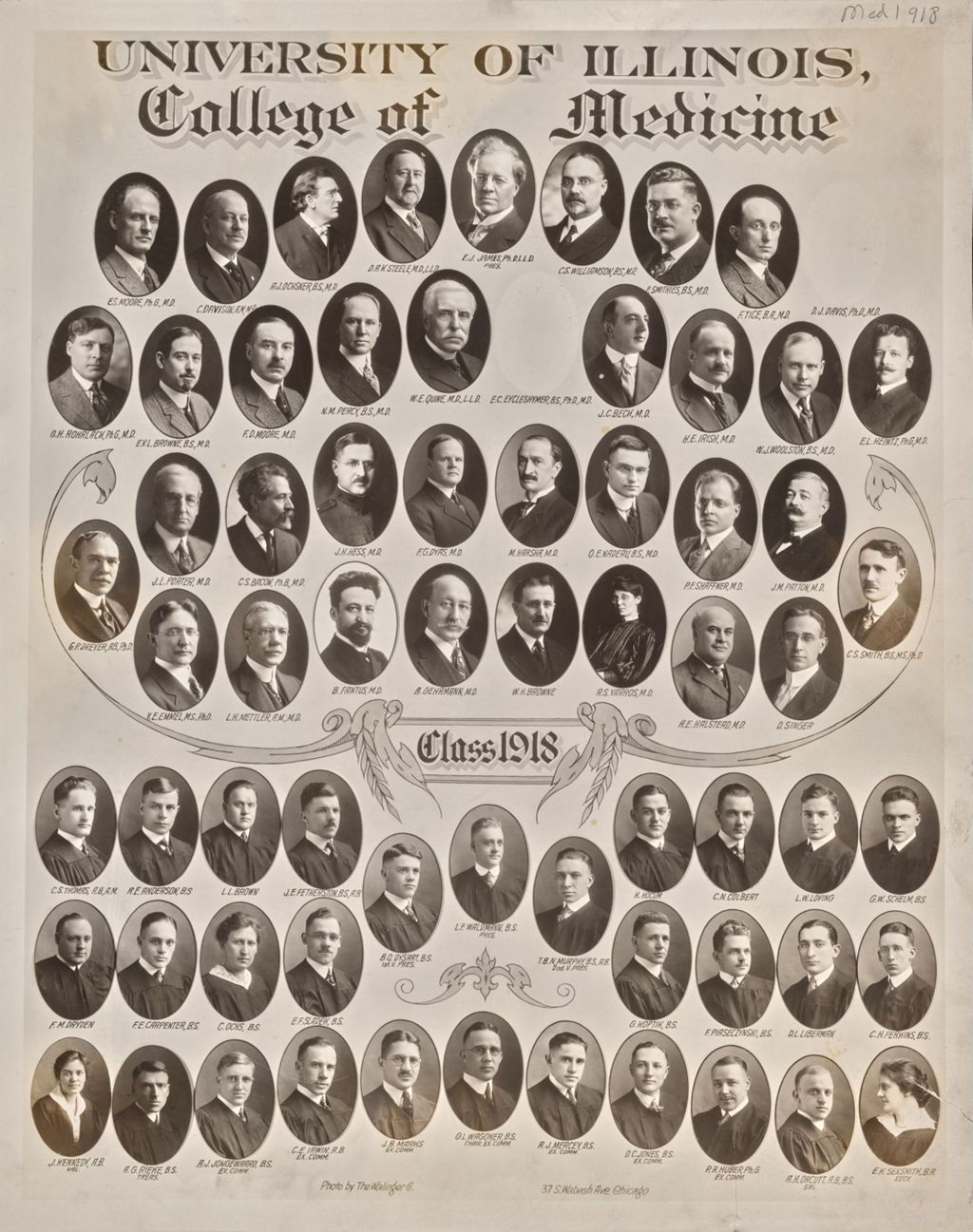 Miniature of 1918 graduating class, University of Illinois College of Medicine