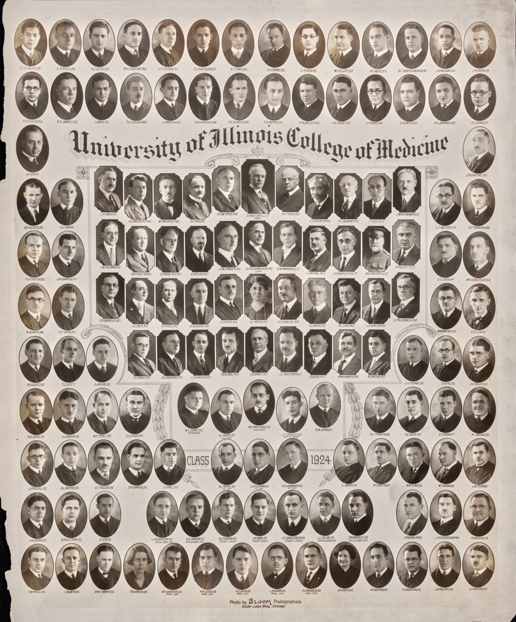 Miniature of 1924 graduating class, University of Illinois College of Medicine