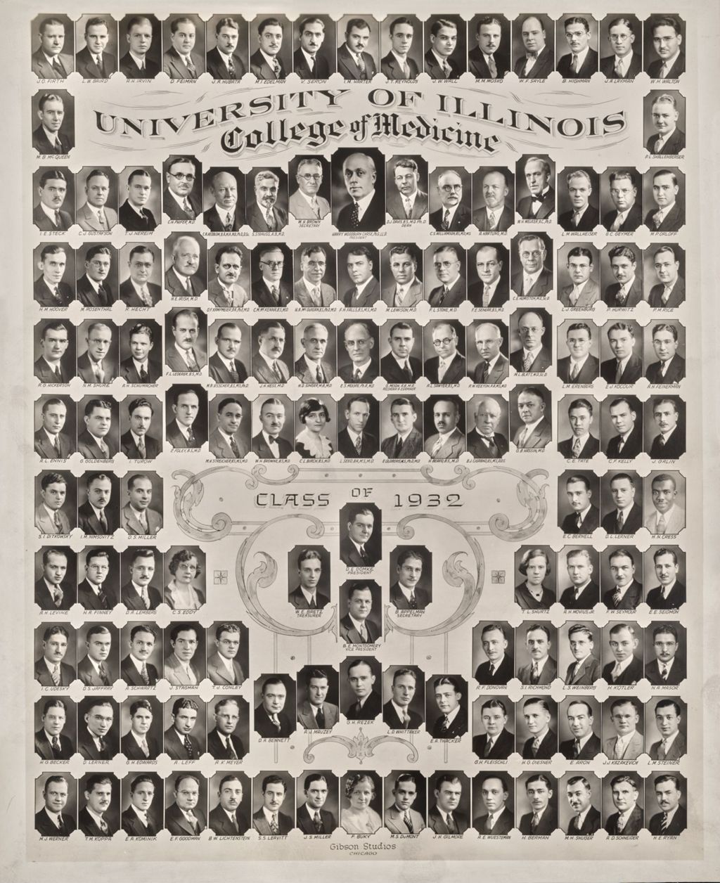 Miniature of 1932 graduating class, University of Illinois College of Medicine