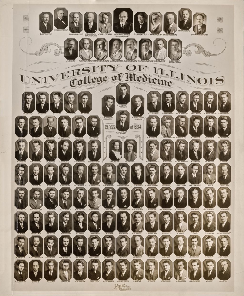 Miniature of 1934 graduating class, University of Illinois College of Medicine