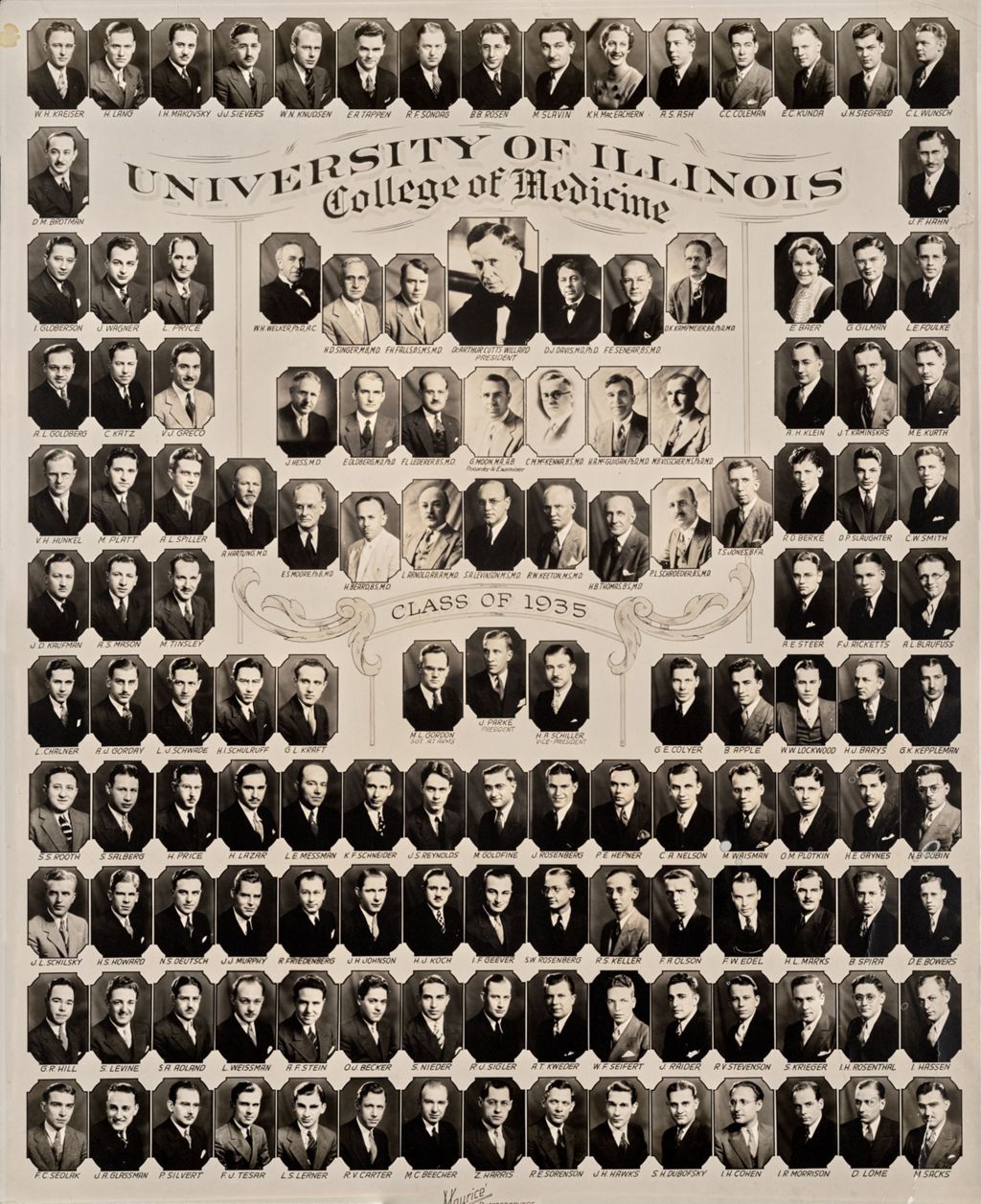 Miniature of 1935 graduating class, University of Illinois College of Medicine