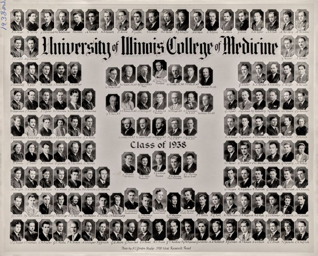 Miniature of 1938 graduating class, University of Illinois College of Medicine
