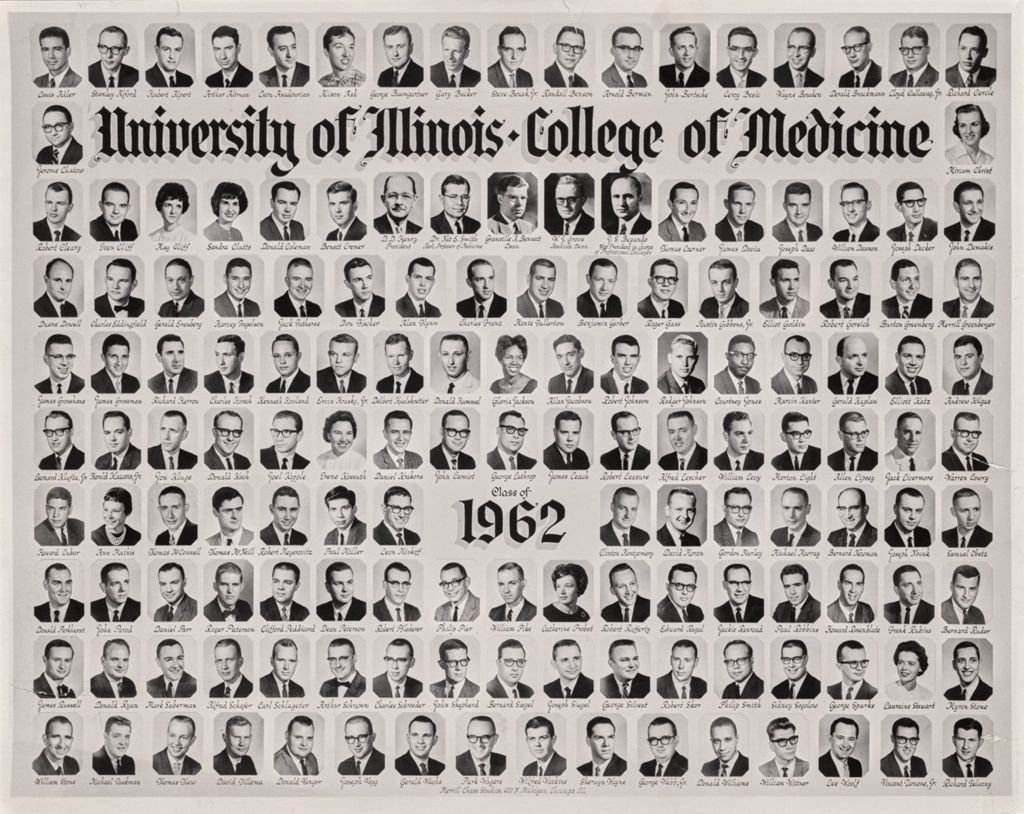 Miniature of 1962 graduating class, University of Illinois College of Medicine