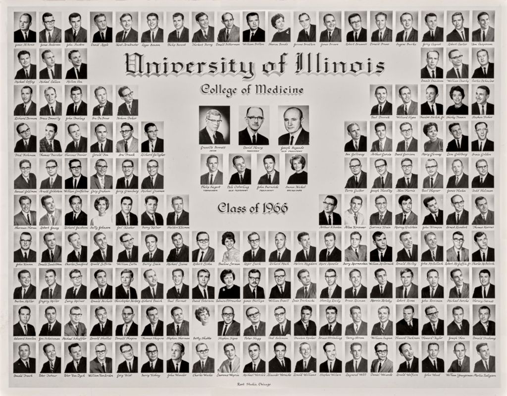 Miniature of 1966 graduating class, University of Illinois College of Medicine