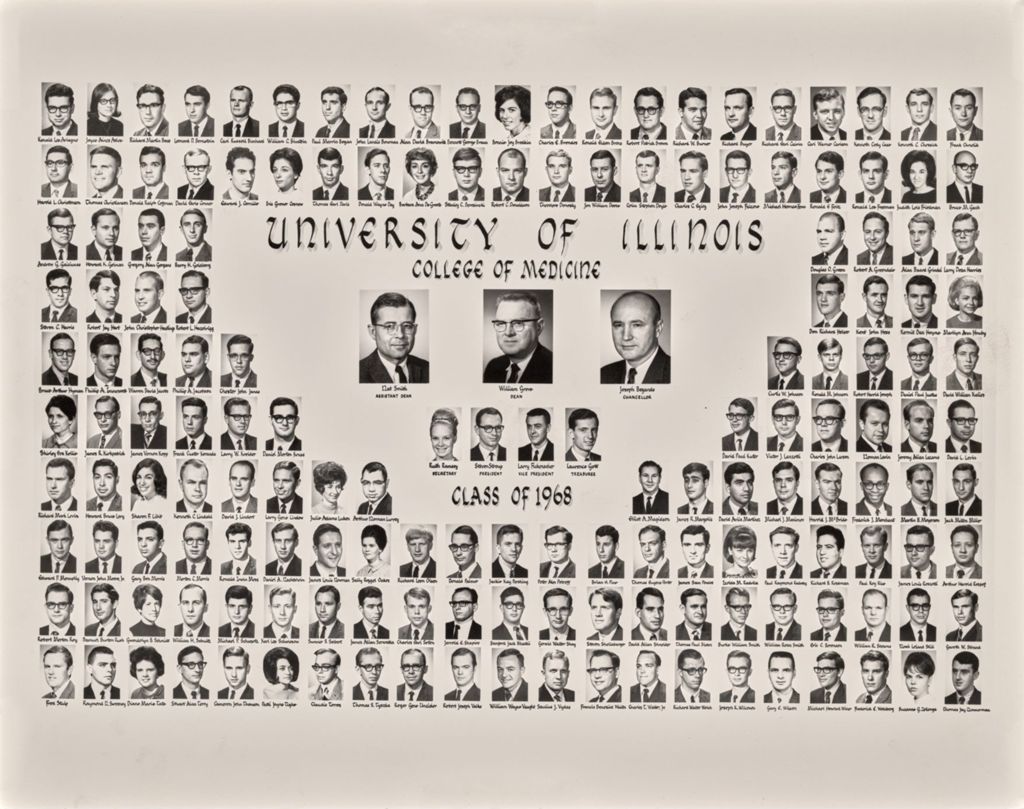 Miniature of 1968 graduating class, University of Illinois College of Medicine