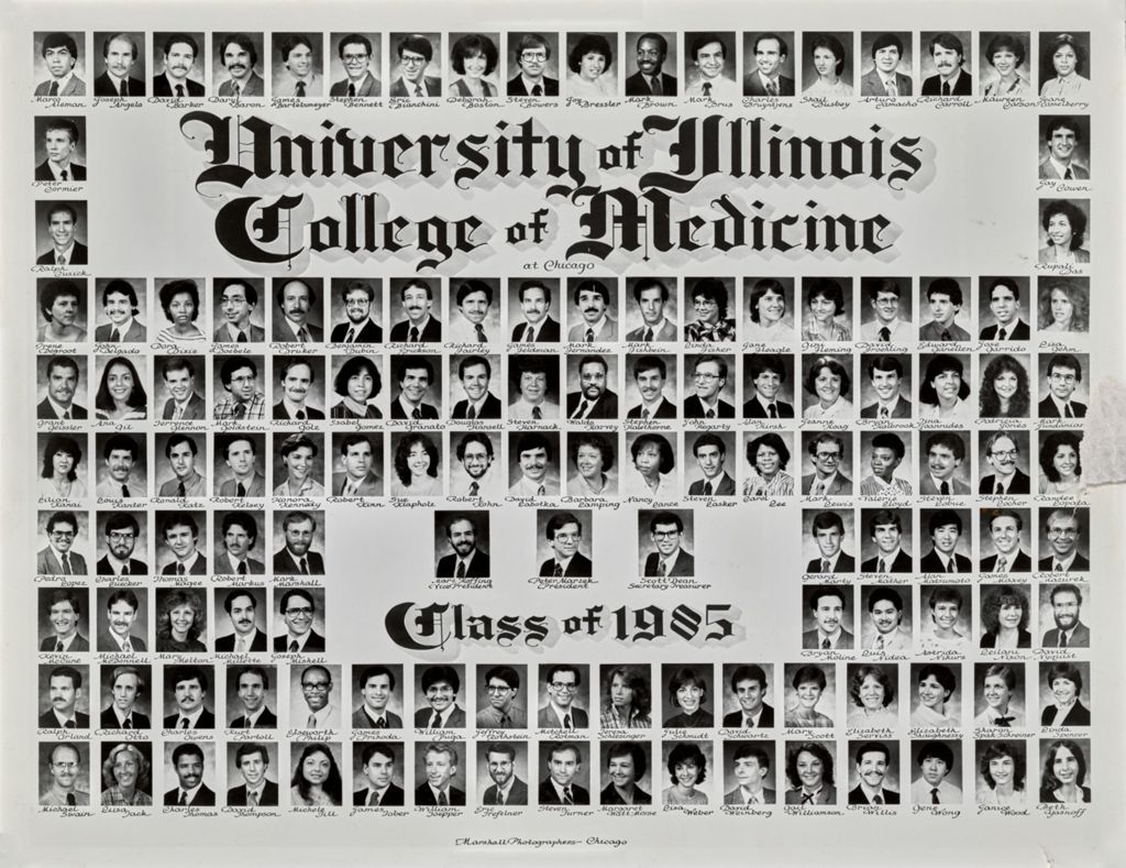 Miniature of 1985 graduating class, University of Illinois College of Medicine