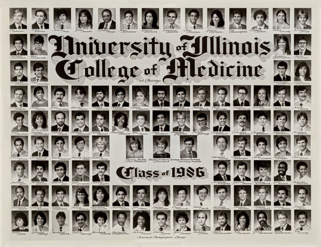 Miniature of 1986 graduating class, University of Illinois College of Medicine