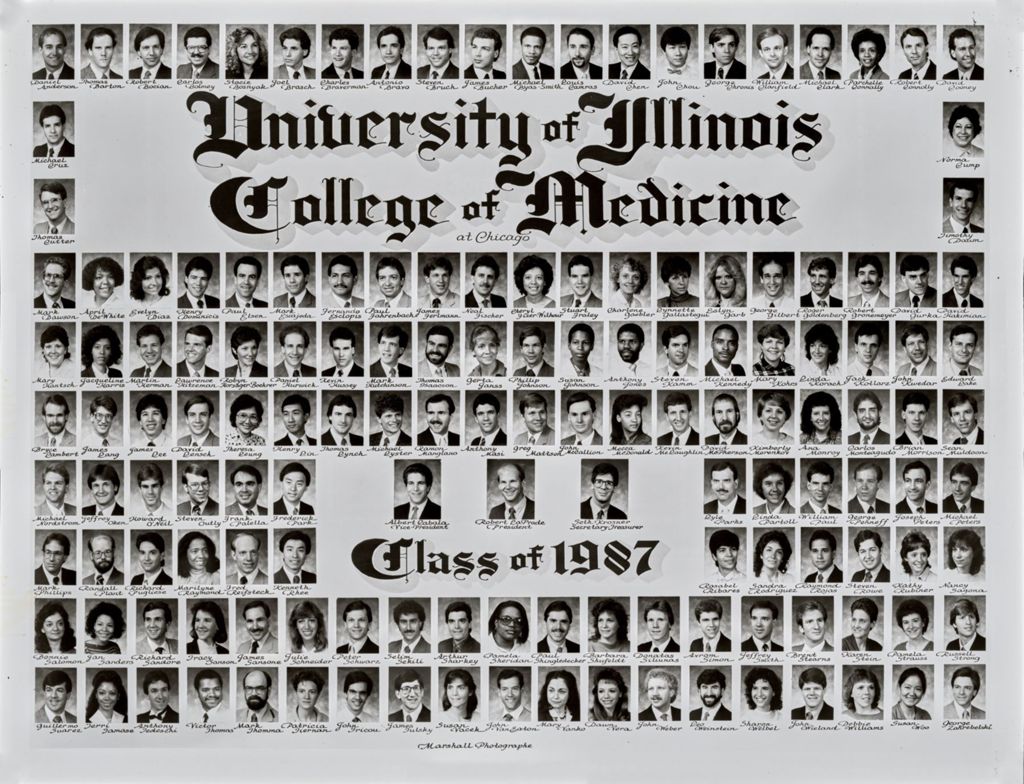 Miniature of 1987 graduating class, University of Illinois College of Medicine