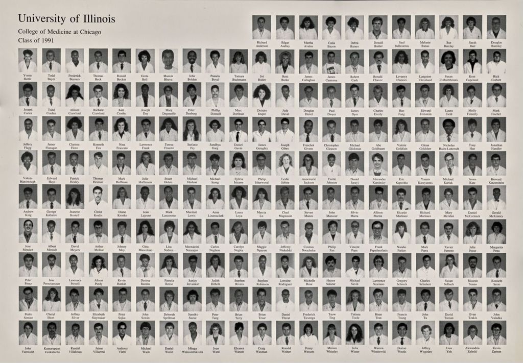 Miniature of 1991 graduating class, University of Illinois College of Medicine