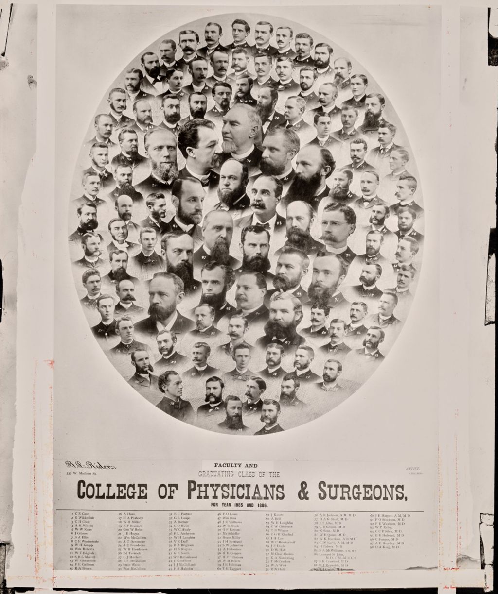 Miniature of 1885/1886 graduating class, University of Illinois College of Medicine