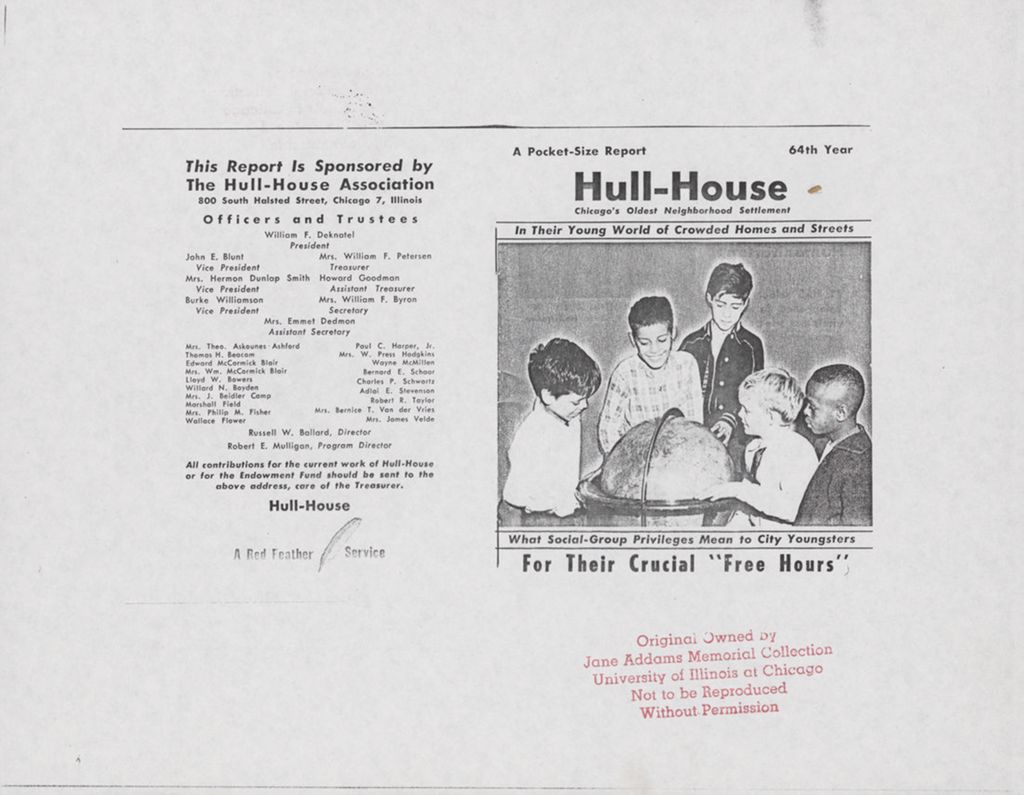 Miniature of Hull-House Year Book, 1953