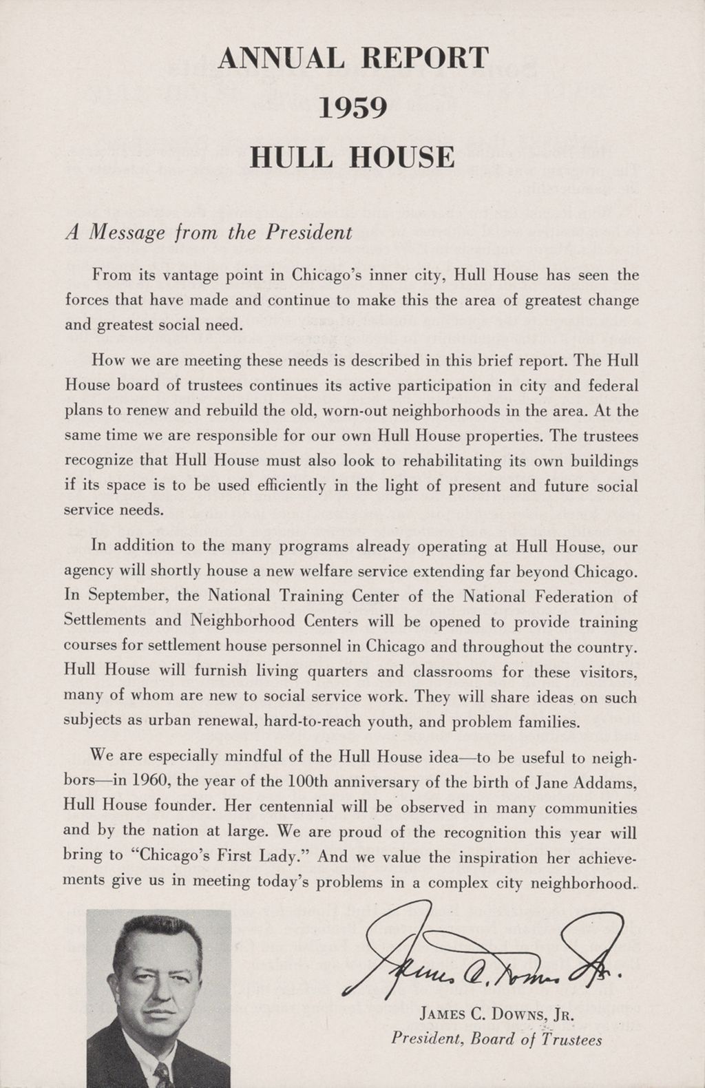 Hull-House Annual Report, 1959