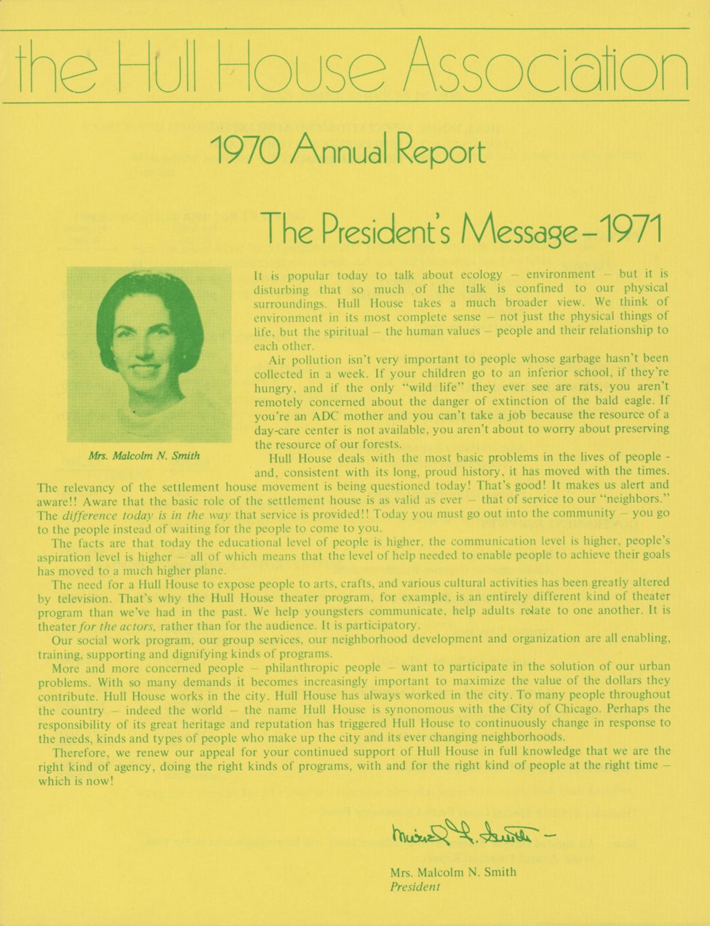 Hull House Association, Annual Report, 1970