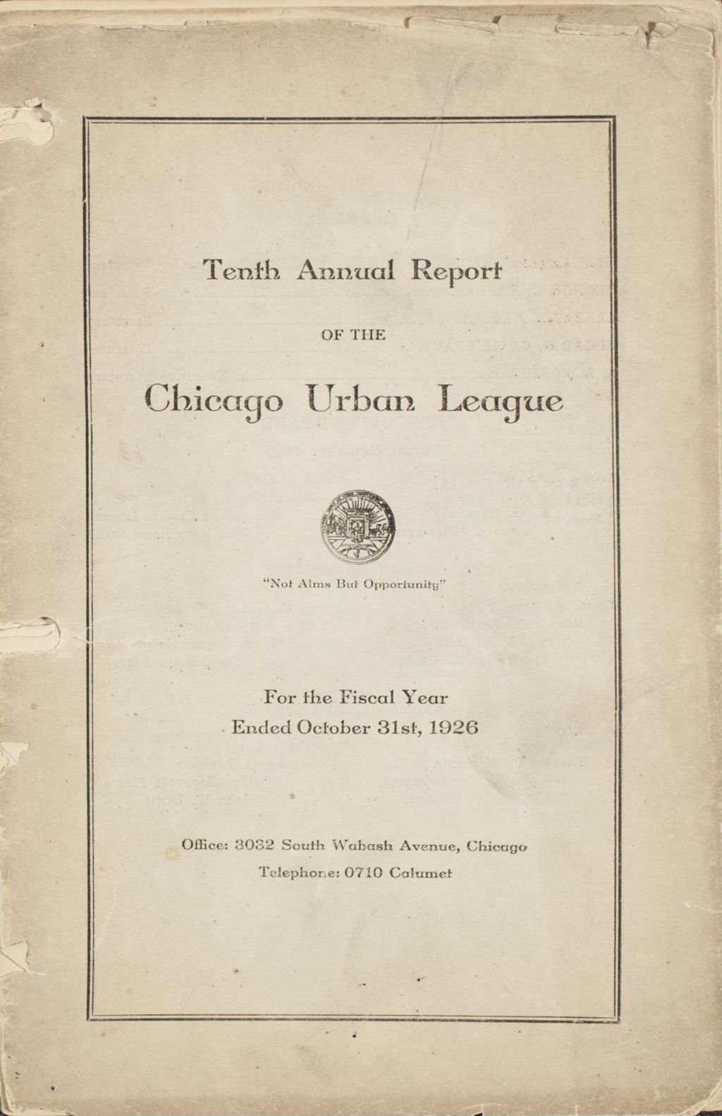 Miniature of Chicago Urban League report, 1926 (Folder I-6)
