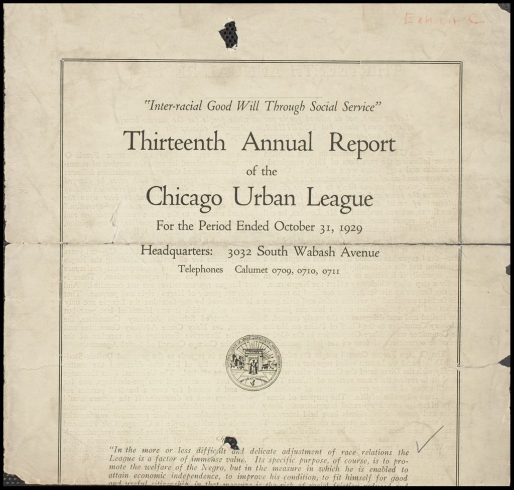 Miniature of Chicago Urban League report, 1929 (Folder I-9)