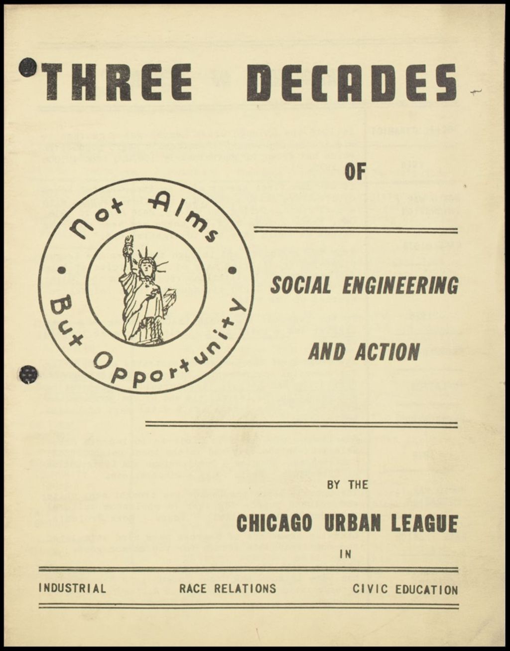 Miniature of Three Decades of Social Engineering and Action, 1947 (Folder I-18)