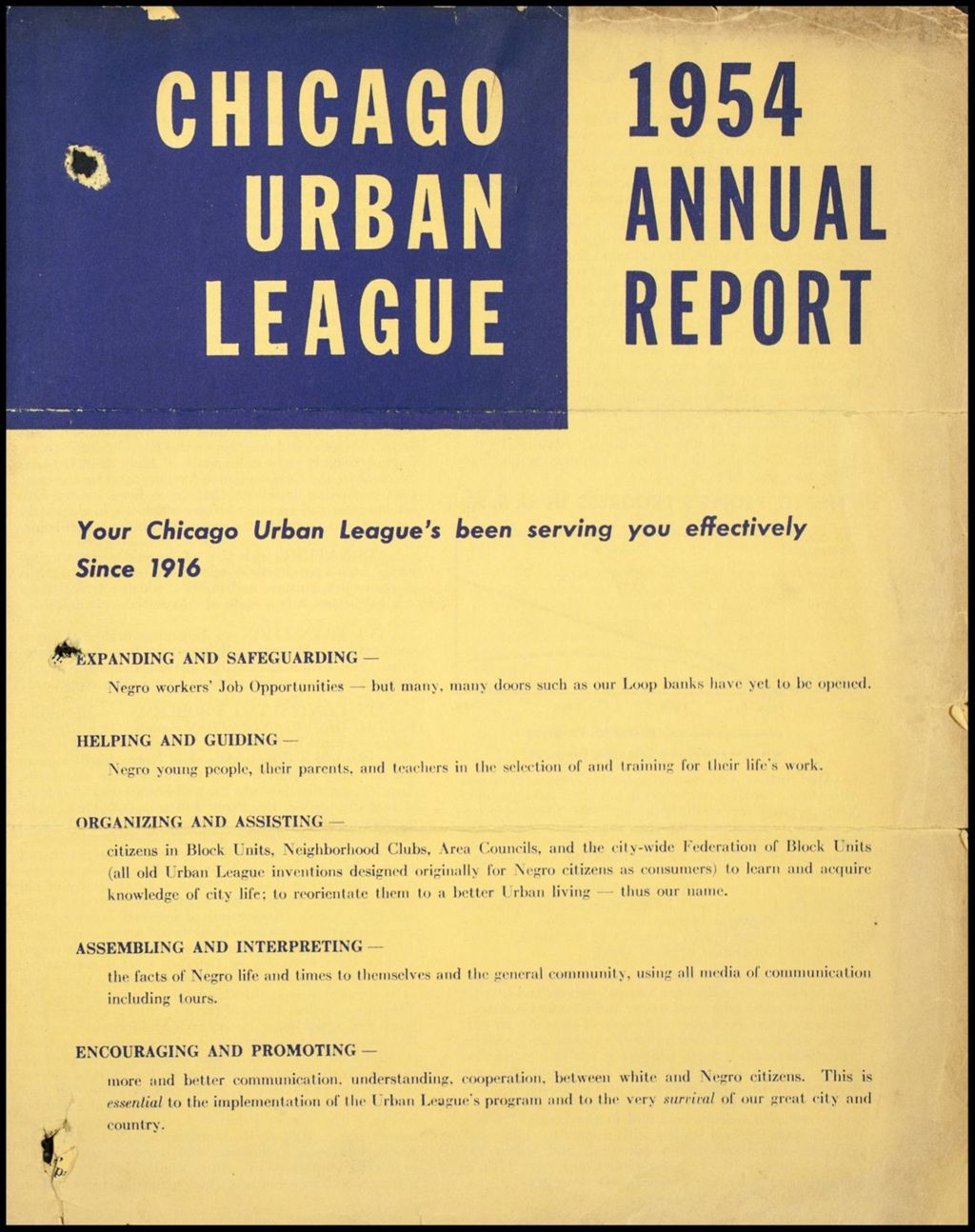 Miniature of Chicago Urban League report, 1954 (Folder I-26)