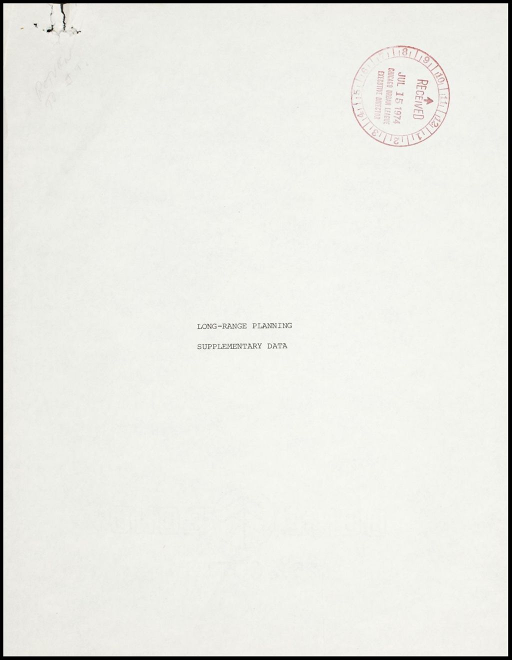 Miniature of Long-Range planning supplementary data, 1974 (Folder I-378)