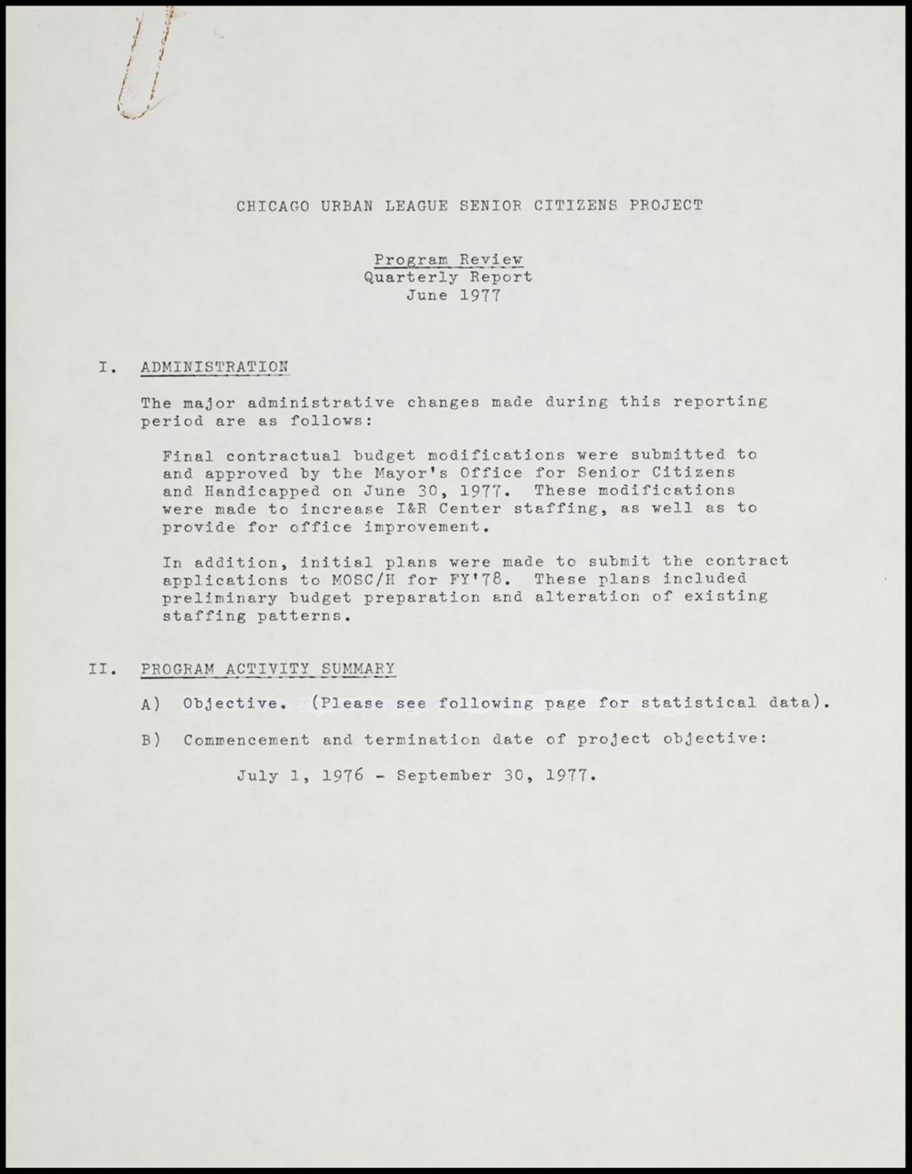 Miniature of Quarter year-end report, 1977 (Folder I-380)