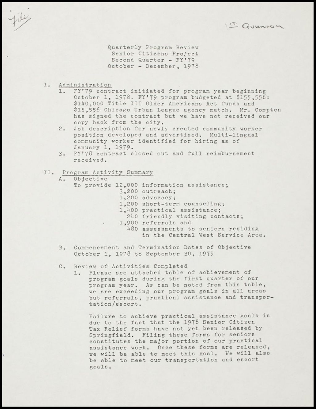 Miniature of Quarter year-end report, 1979 (Folder I-383)