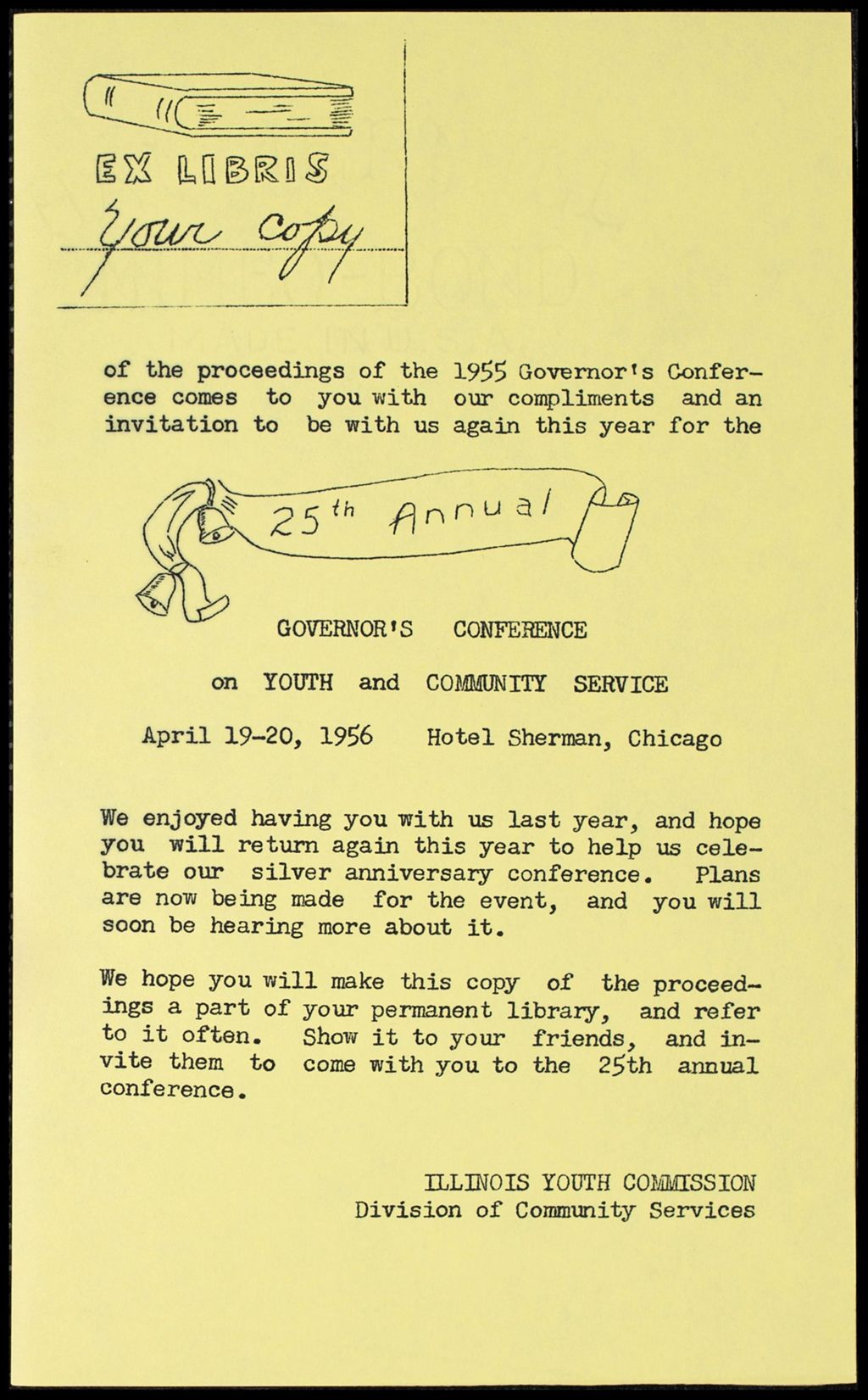 Miniature of Illinois Youth Commission conference, 1955 (Folder I-2645)