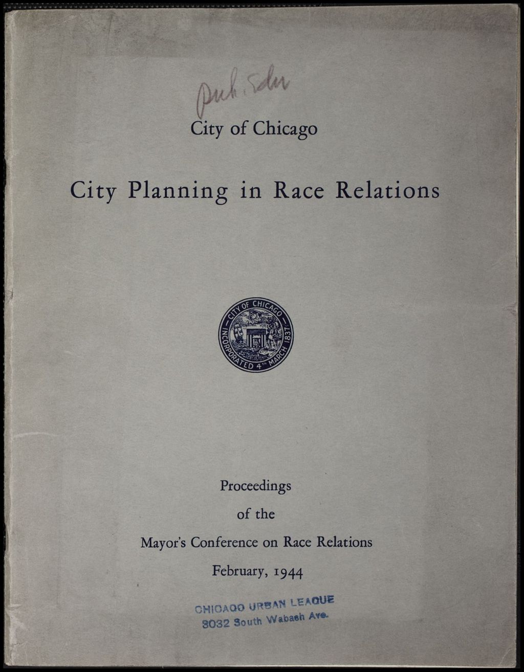 Miniature of Mayor's Conference on Race Relations minutes, 1944 (Folder I-2649)