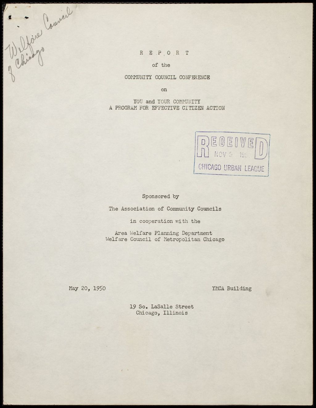 Miniature of Welfare Council of Metropolitan Chicago reports, 1950-1951 (Folder I-2662)