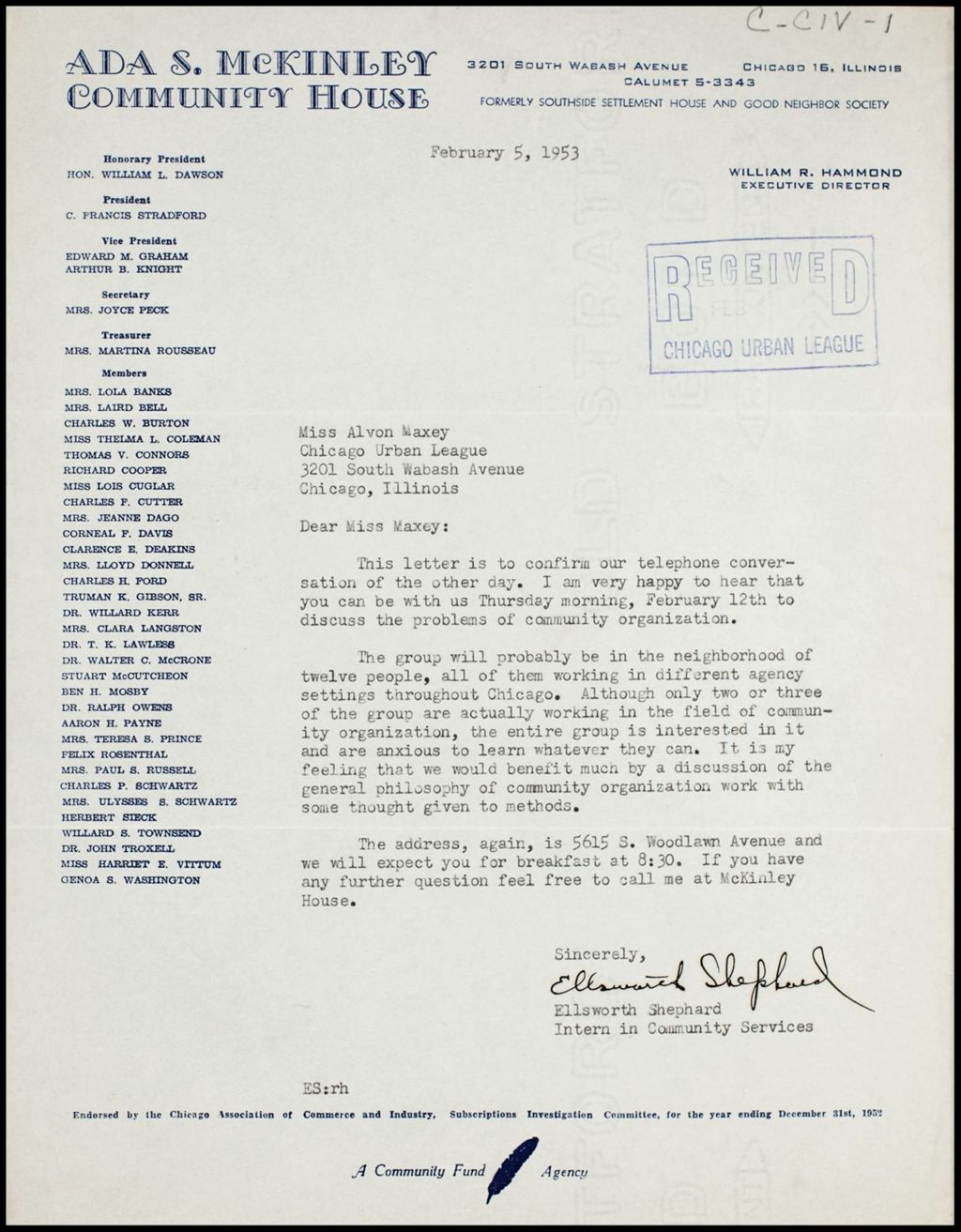 Miniature of Douglas Area Council - correspondence, 1953-1955 (Folder I-2668)