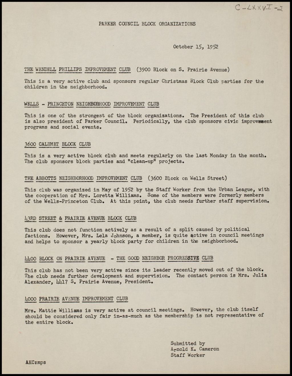 Miniature of Parker Council reports, 1952-1954 (Folder I-2675)