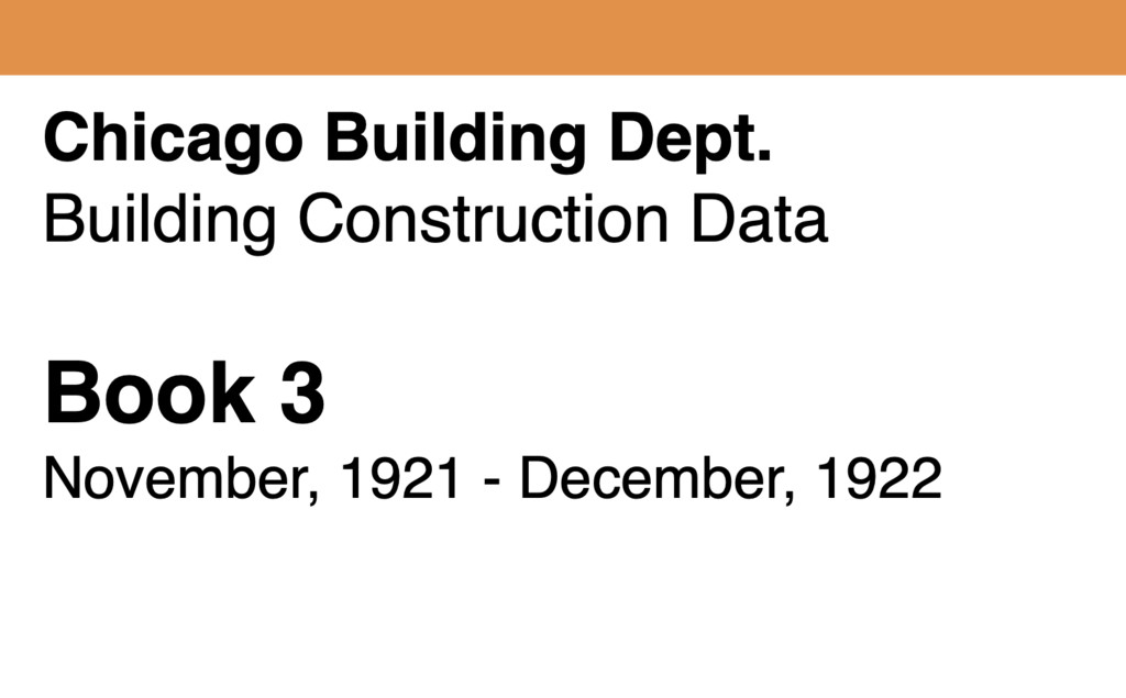 Miniature of Chicago Building Construction Data, November, Book 3. 1921 - December, 1922.