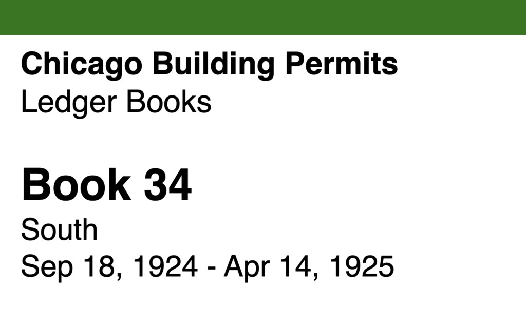 Miniature of Chicago Building Permits, Book 34, South: Sep 18, 1924 - Apr 14, 1925