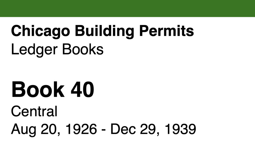 Miniature of Chicago Building Permits, Book 40, Central: Aug 20, 1926 - Dec 29, 1939