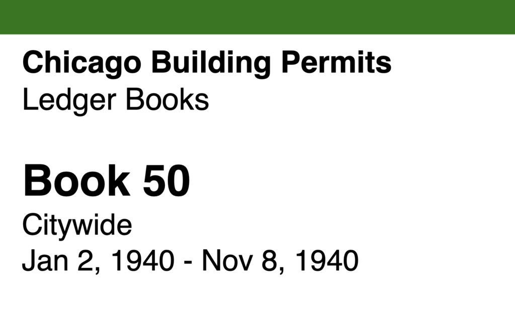 Miniature of Chicago Building Permits, Book 50, Citywide: Jan 2, 1940 - Nov 8, 1940