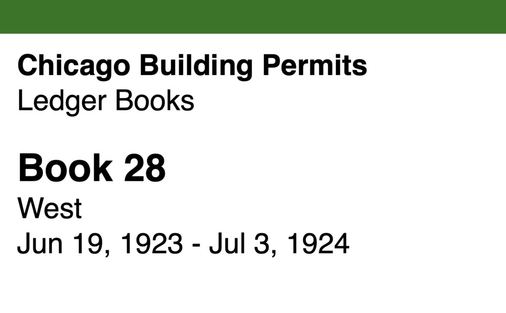 Miniature of Chicago Building Permits, Book 28, West: Jun 19, 1923 - Jul 3, 1924