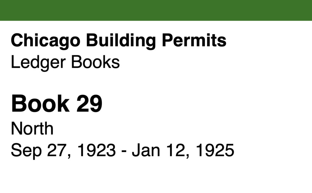 Miniature of Chicago Building Permits, Book 29, North: Sep 27, 1923 - Jan 12, 1925