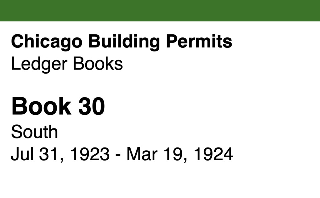 Miniature of Chicago Building Permits, Book 30, South: Jul 31, 1923 - Mar 19, 1924