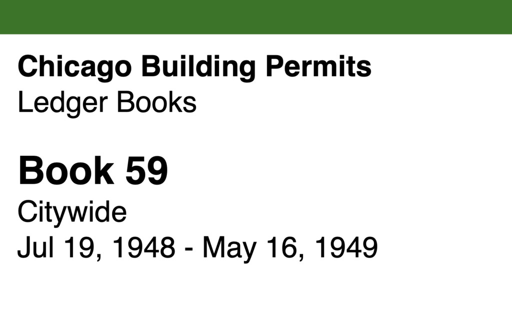 Chicago Building Permits, Book 59, Citywide: Jul 19, 1948 - May 16, 1949