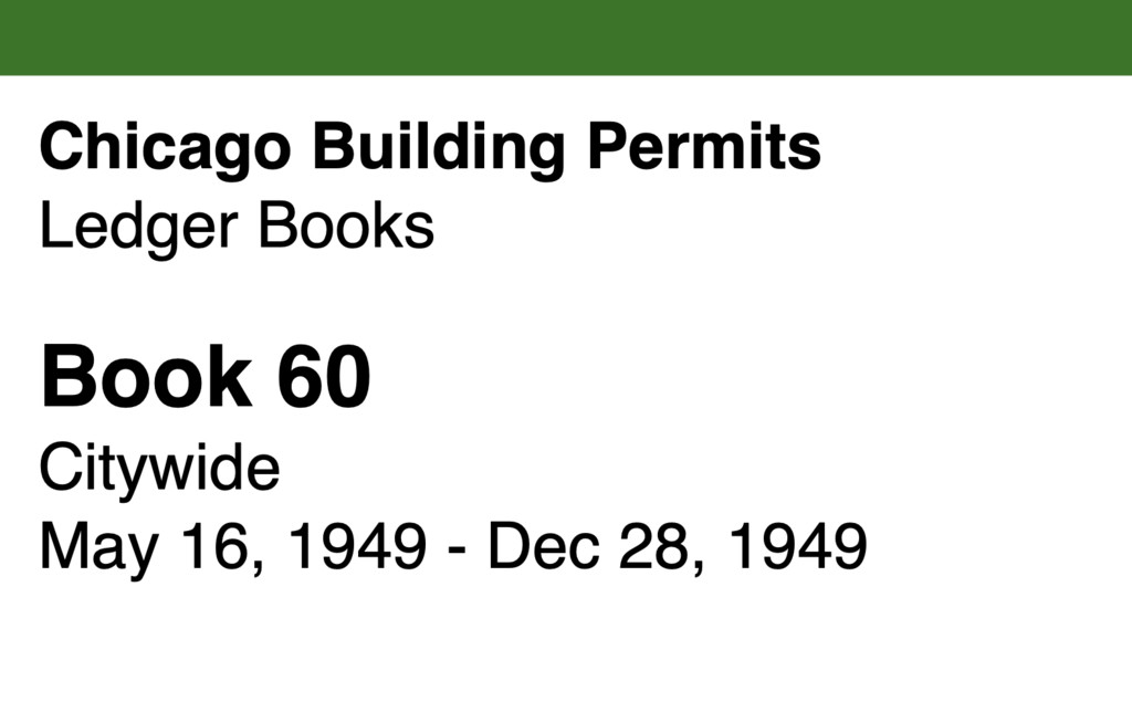 Miniature of Chicago Building Permits, Book 60, Citywide: May 16, 1949 - Dec 28, 1949