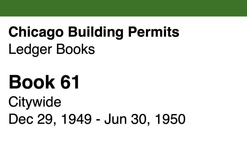 Chicago Building Permits, Book 61, Citywide: Dec 29, 1949 - Jun 30, 1950