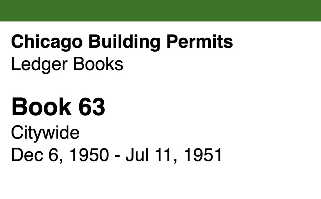 Chicago Building Permits, Book 63, Citywide: Dec 6, 1950 - Jul 11, 1951