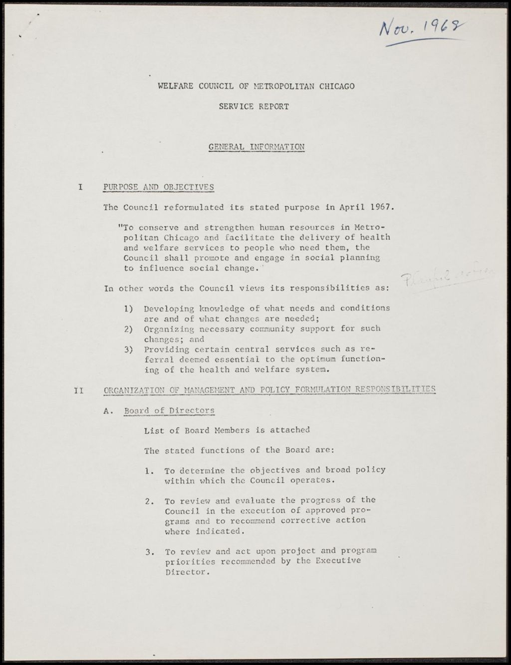 Miniature of Welfare Council - memoranda, 1970 (Folder I-3004)