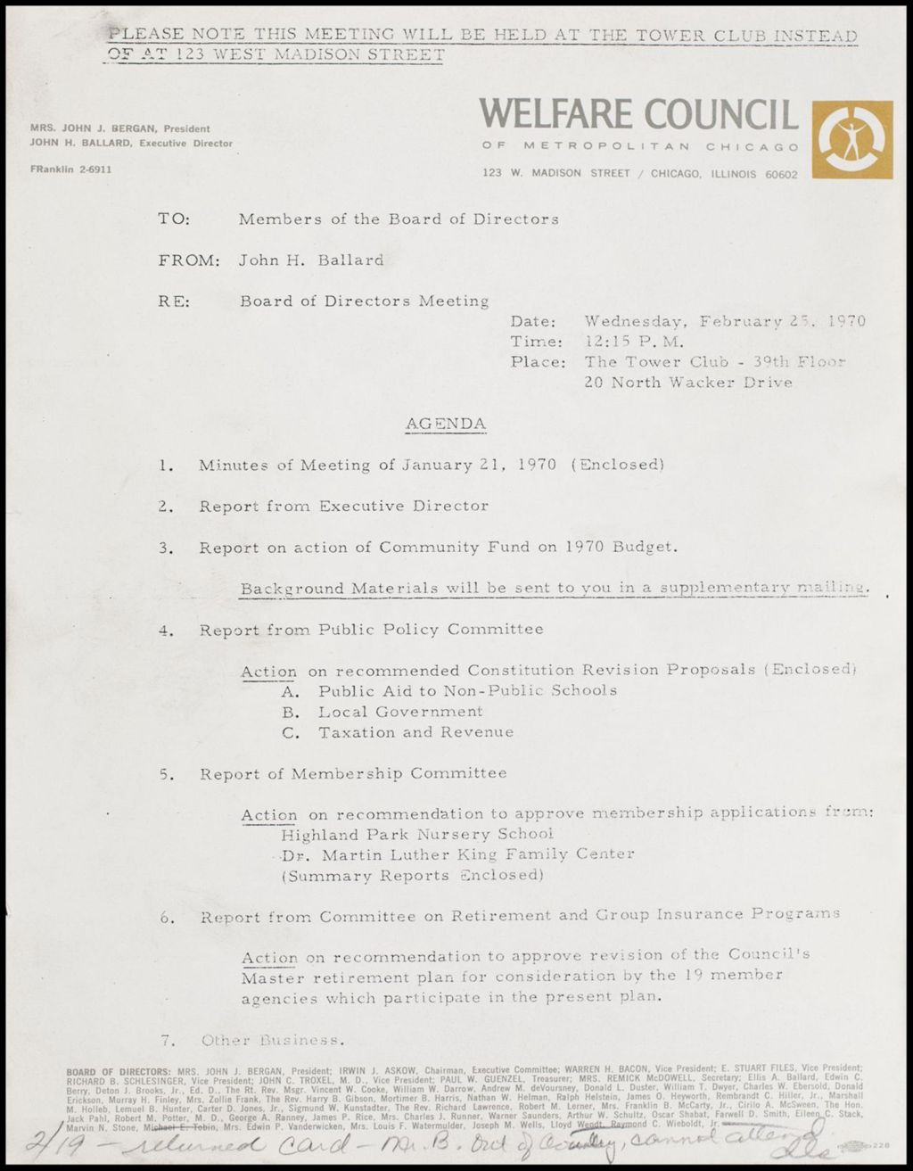 Miniature of Welfare Council - correspondence, 1970 (Folder I-3015)