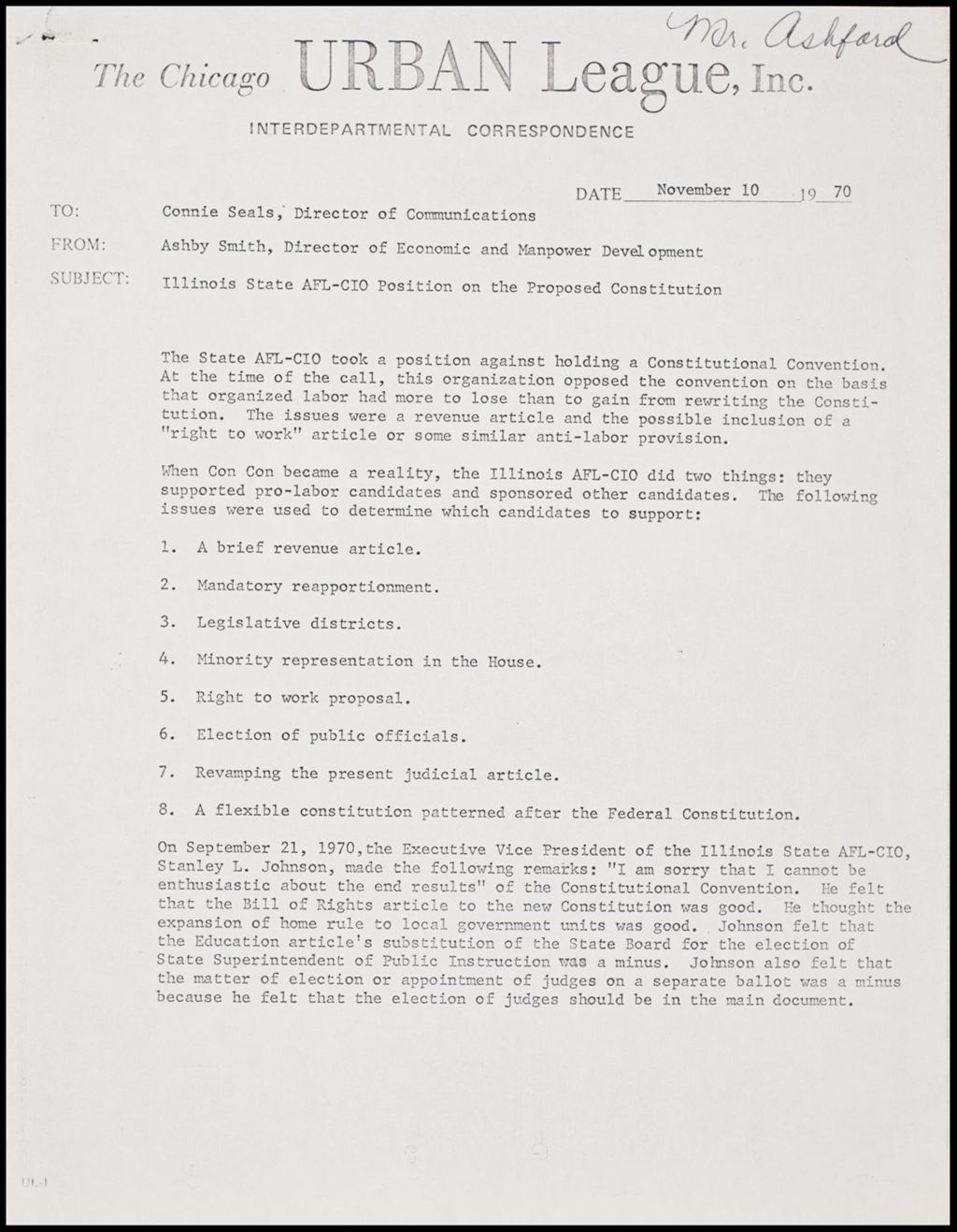 Miniature of AFL-CIO position on the proposed State Constitution, 1970  (Folder I-3014)