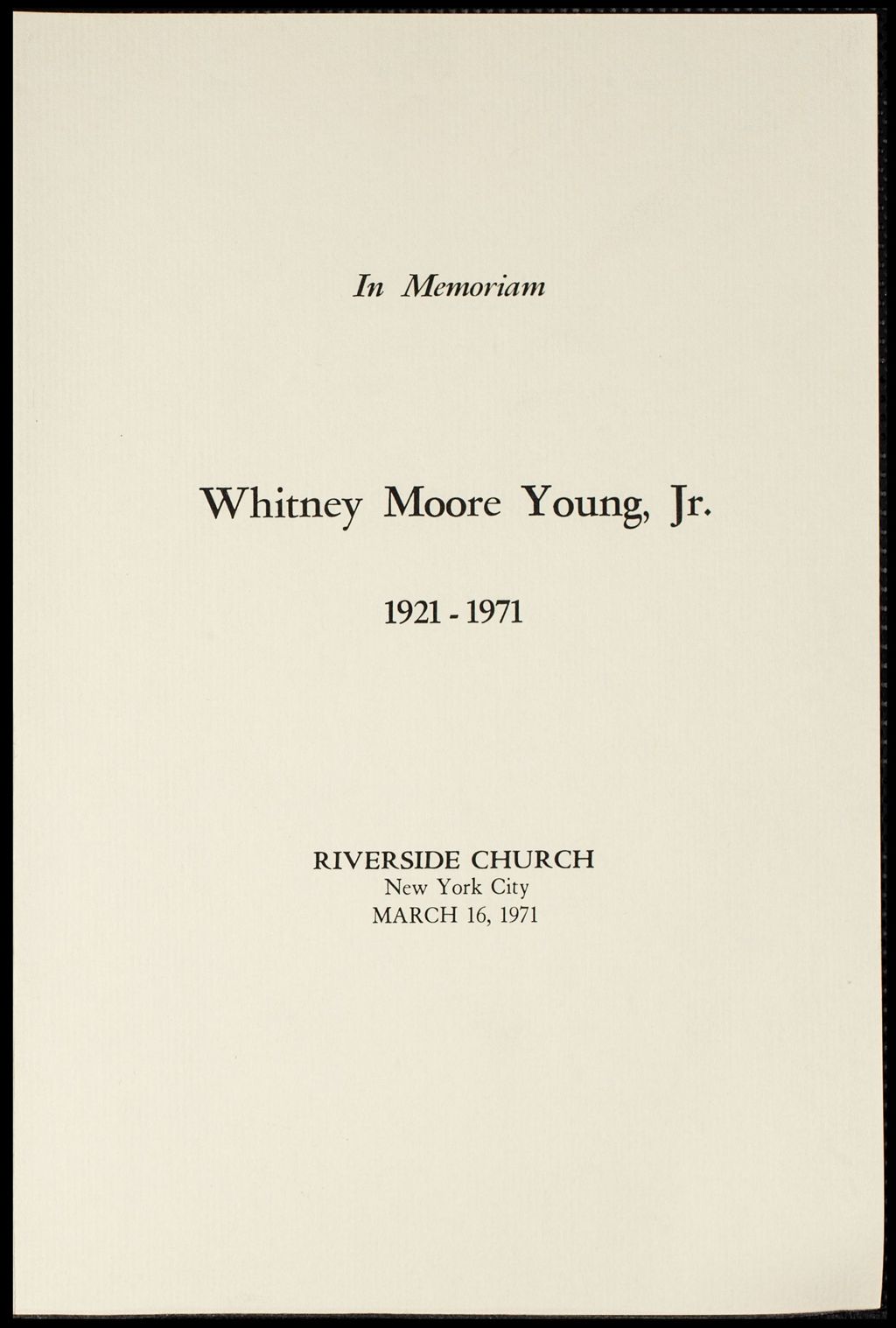 Miniature of Whitney Young tributes, 1971-1974 (Folder I-3024)
