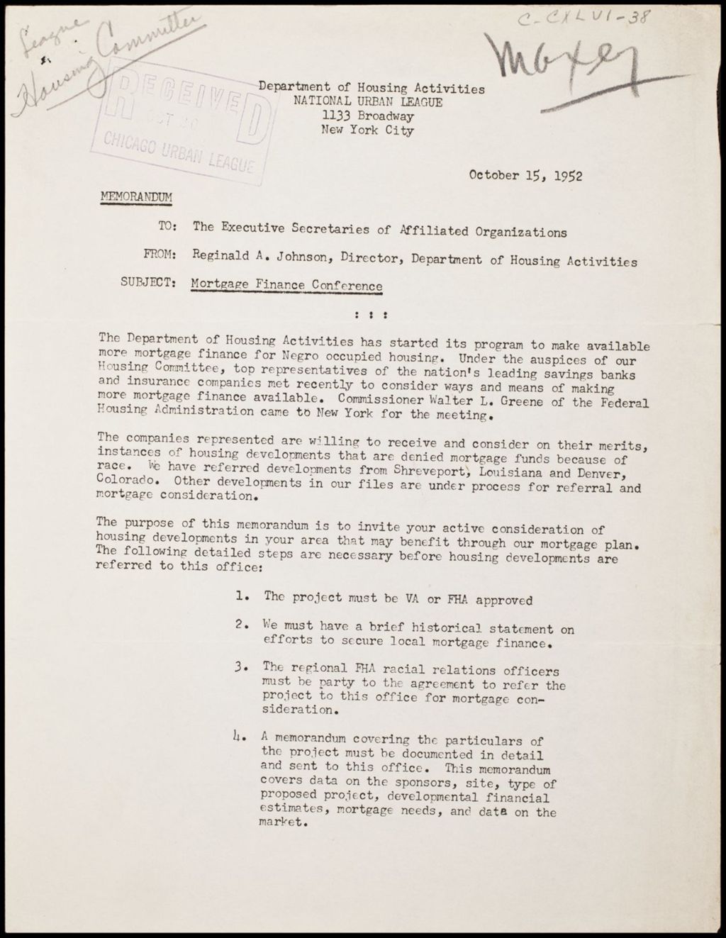 Miniature of Reports and memoranda, 1952-1953 (Folder I-3291)