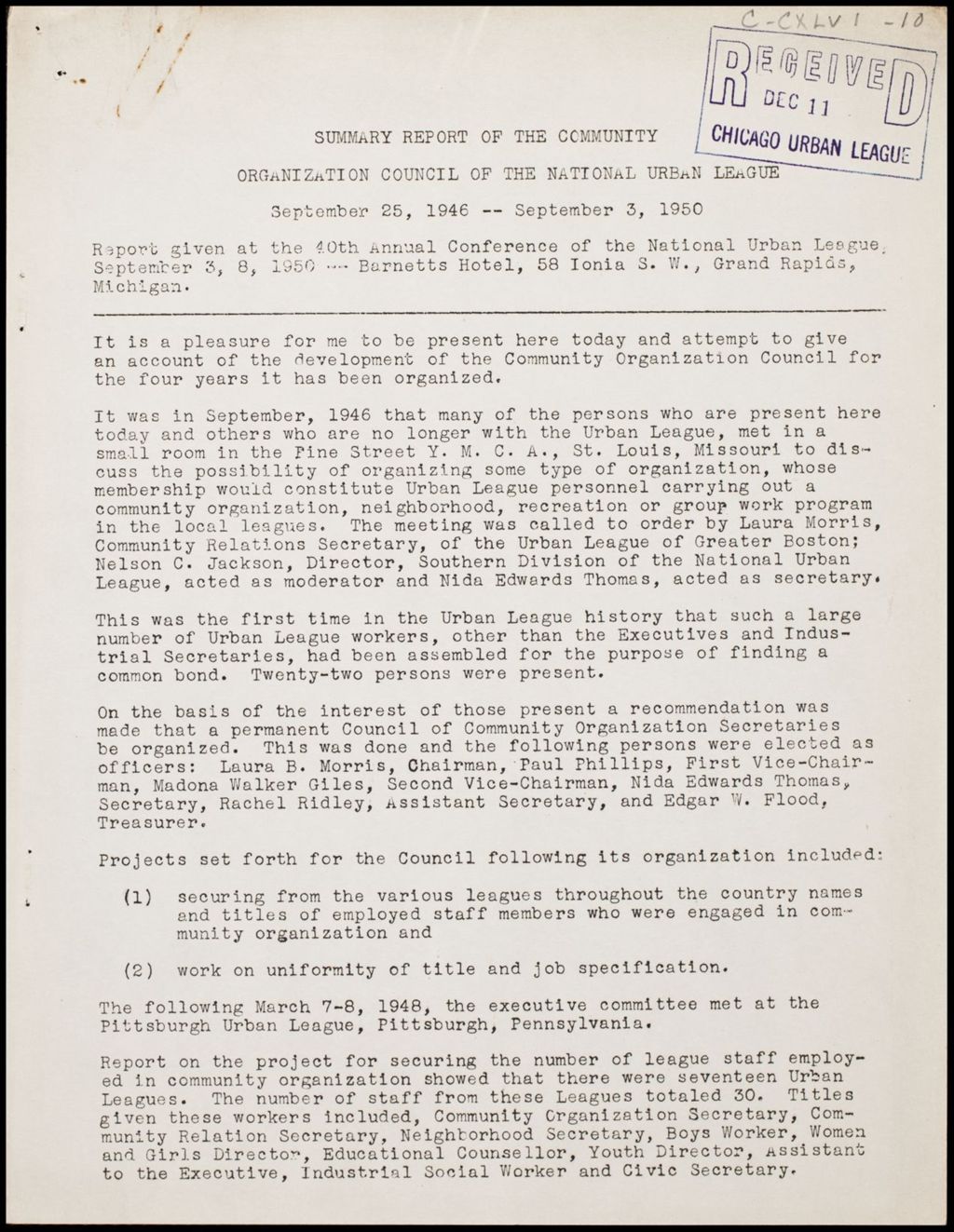 Miniature of Reports and memoranda, 1950-1951 (Folder I-3288)