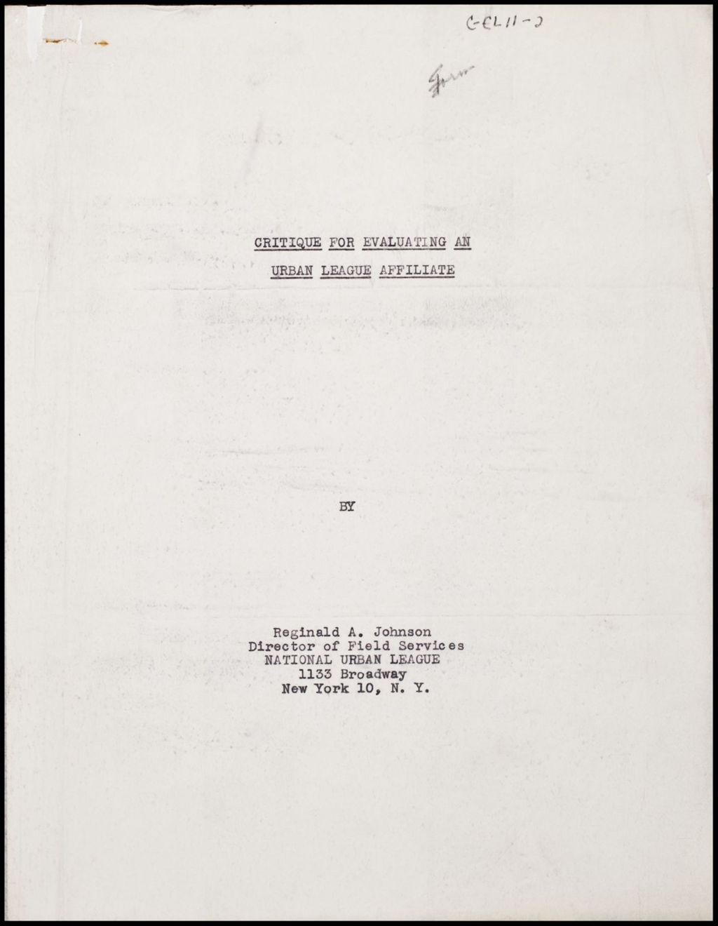 Miniature of Critique for evaluating an Urban League affiliate, undated (Folder I-3285)